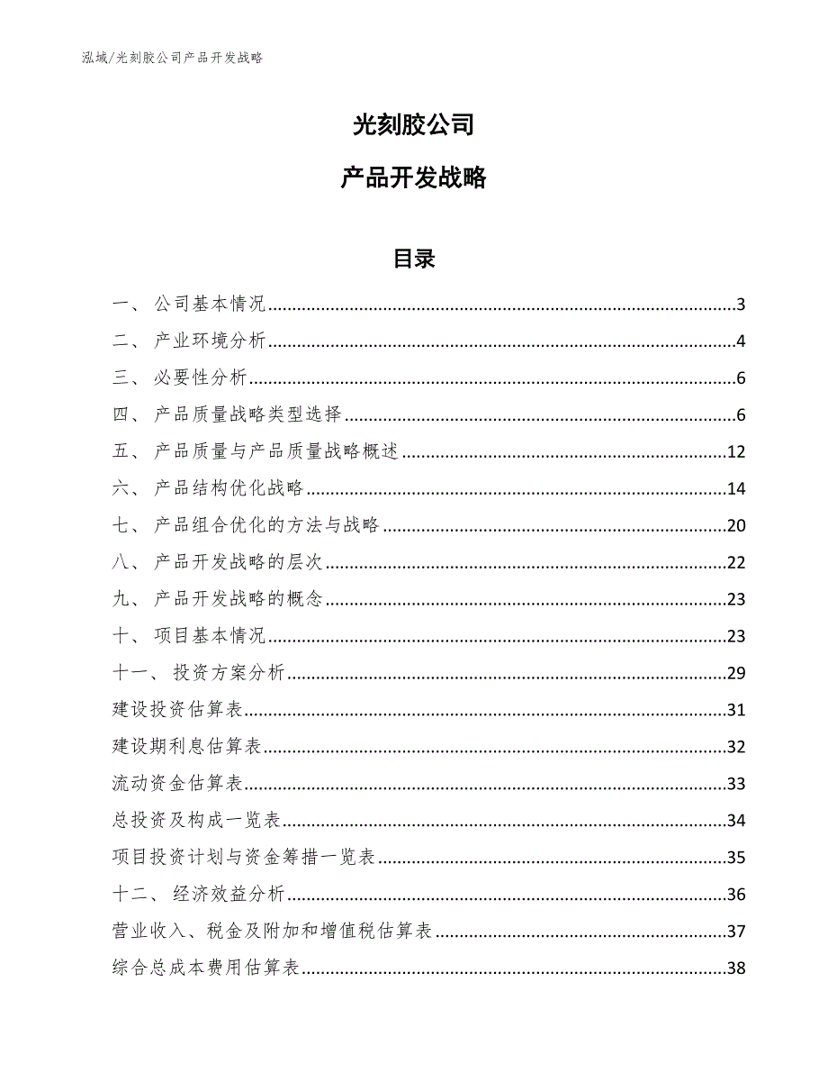 光刻胶公司产品开发战略【范文】_第1页