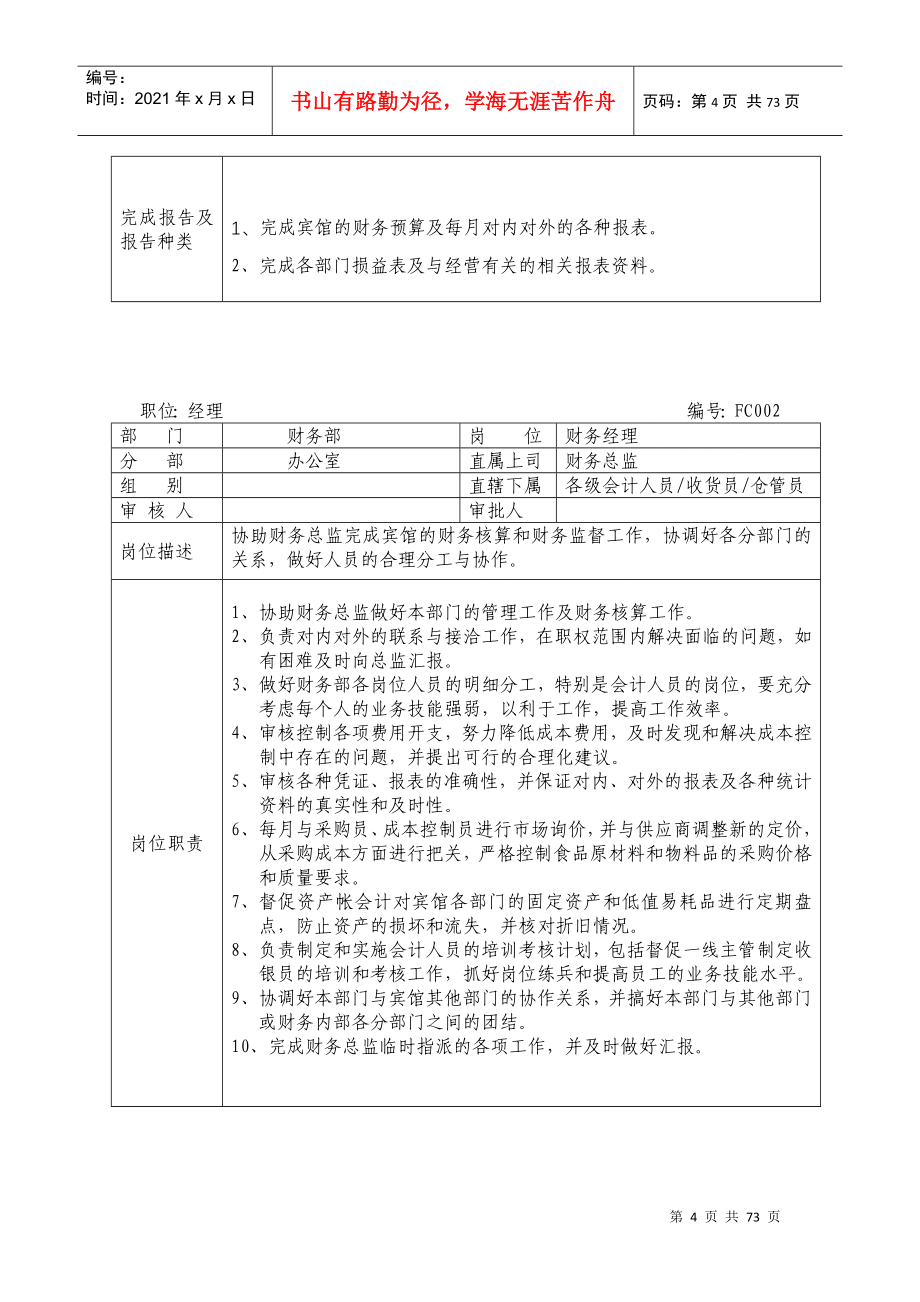 凯盛国宾温泉度假村财务部管理规范(3)_第4页