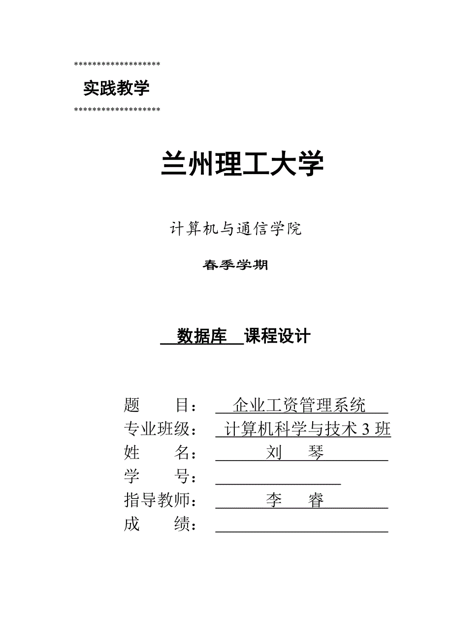 企业工资管理系统说明书_第1页