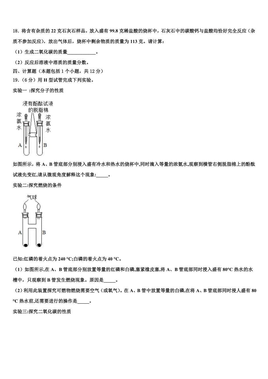 广州市越秀区知用中学2022-2023学年化学九上期末达标检测试题含解析.doc_第5页