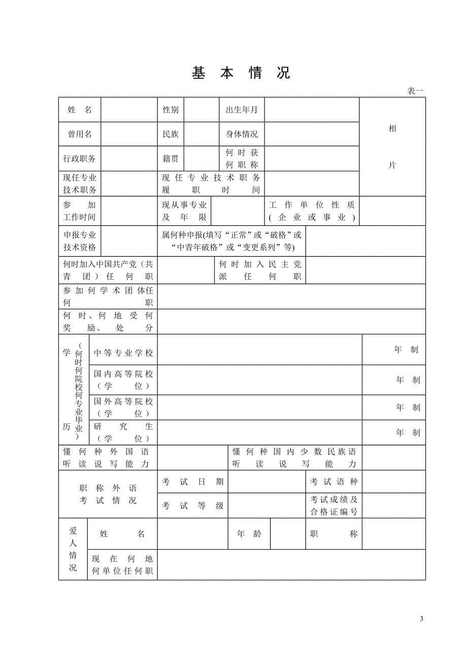 云南省建设厅职称评定表_第3页