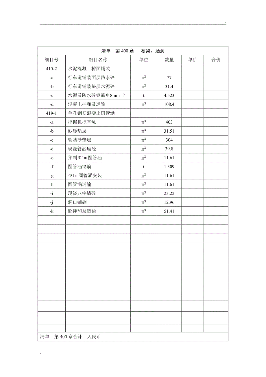 公路工程量清单范本_第4页