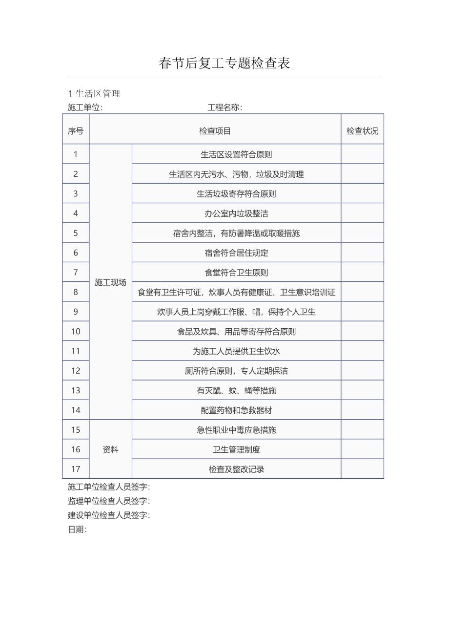 节后复工安全检查表_第1页