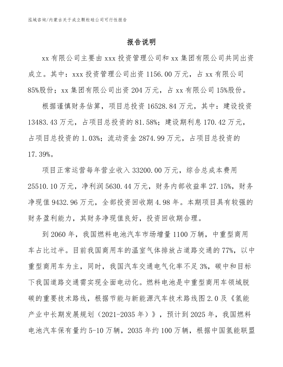 内蒙古关于成立颗粒硅公司可行性报告_第2页