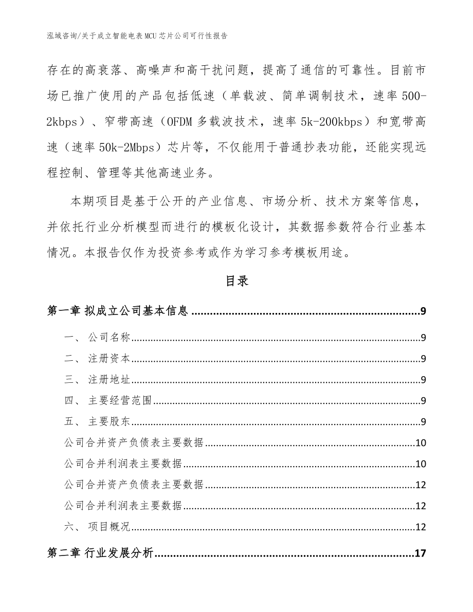 关于成立智能电表MCU芯片公司可行性报告模板范本_第3页