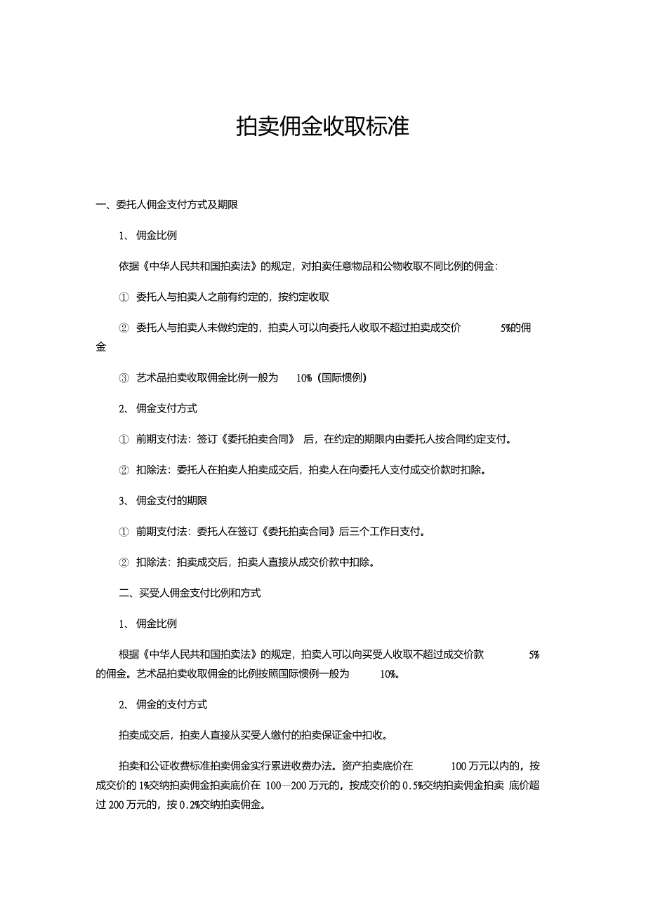 拍卖佣金收取标准_第1页