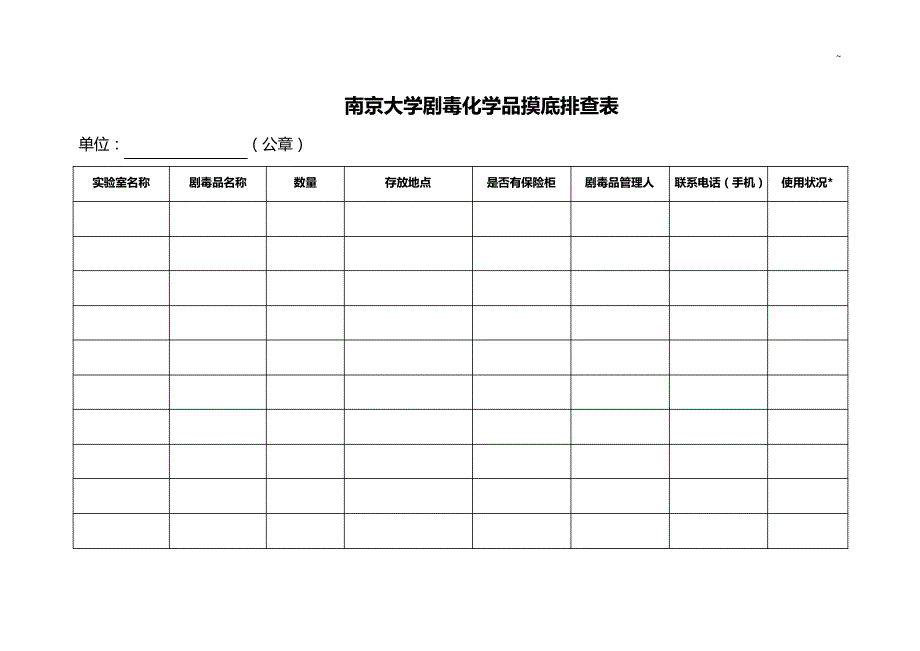 南京大学剧毒化学品摸底排查表_第1页