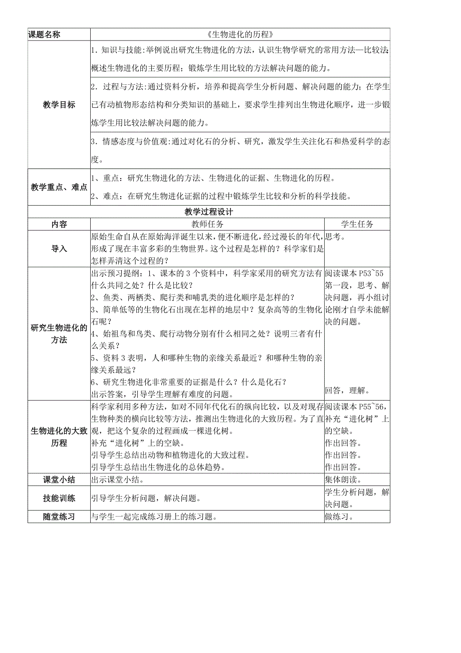 生物进化的历程教案_第1页