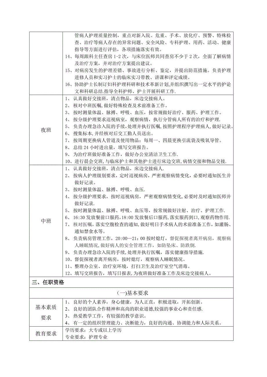 妇科N3级护理人员岗位说明书_第3页