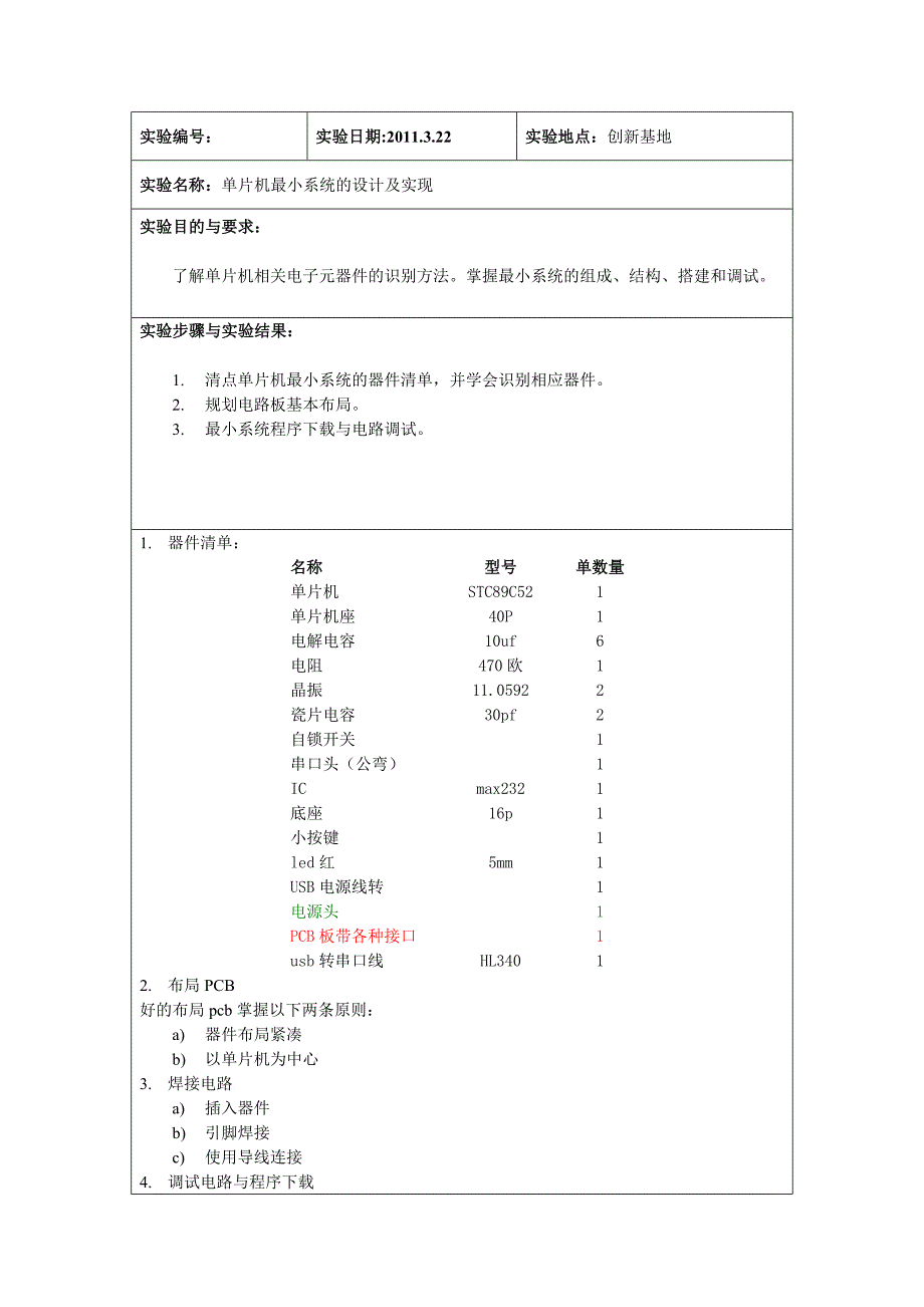 单片机实验报告模板_第1页
