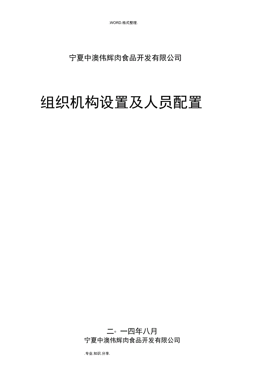 伟辉公司组织结构设置和人口配置方案说明_第1页