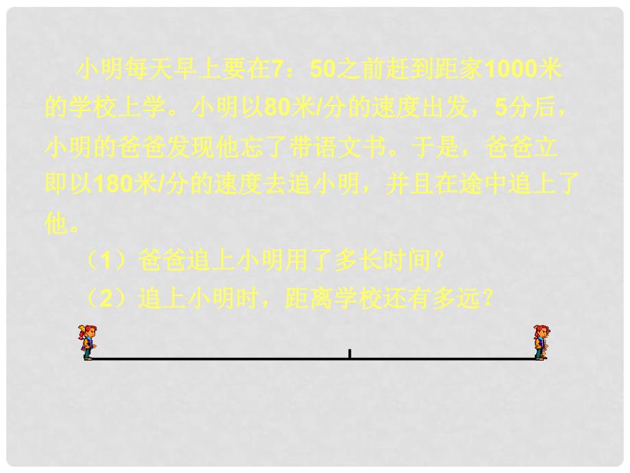 福建省古田十一中七年级数学《5.6应用一元一次方程追赶小明》课件_第4页