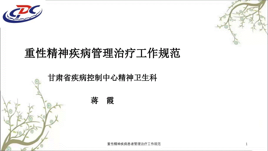 重性精神疾病患者管理治疗工作规范课件_第1页