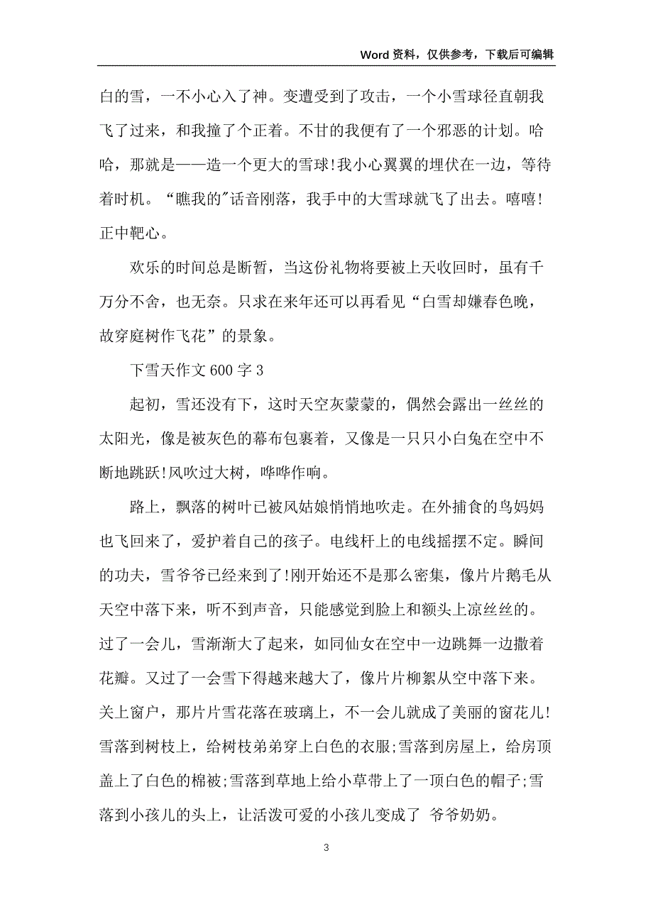 下雪天作文600字5篇_第3页