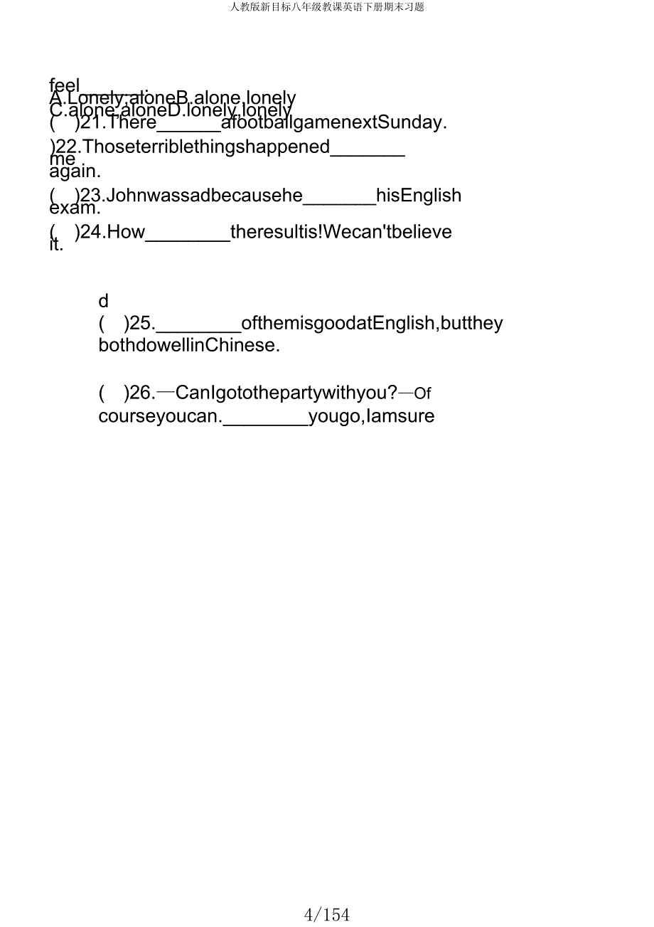 人教版新目标八年级教学英语下册期末习题.doc_第4页