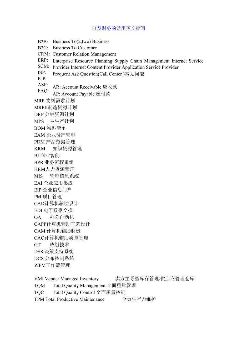 IT及财务的常用英文缩写_第1页