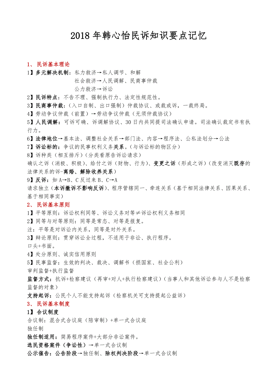 韩心怡民诉笔记总结_第1页