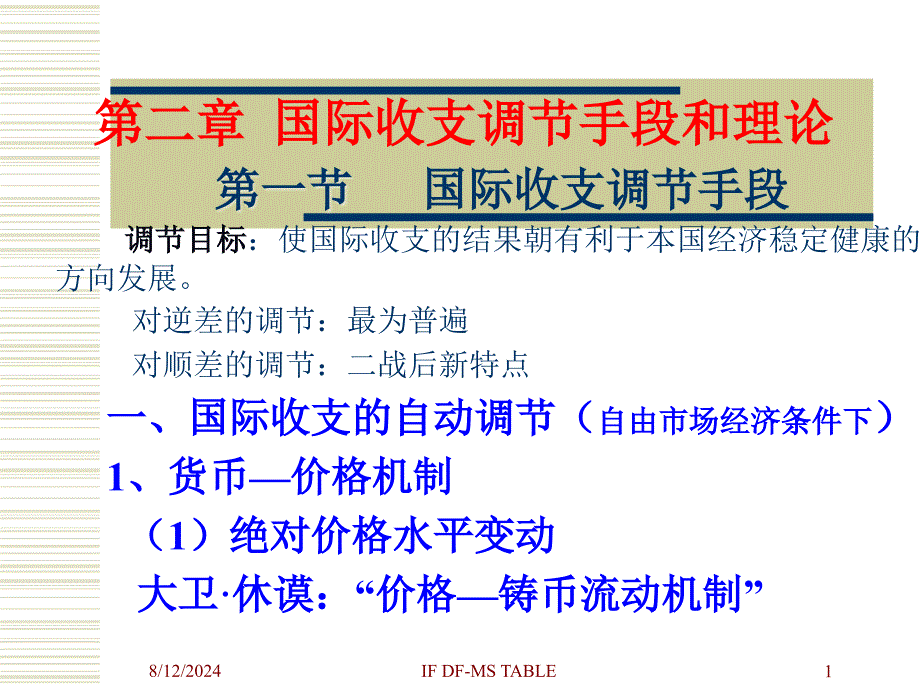 经济学国际收支调节手段和理论课件_第1页