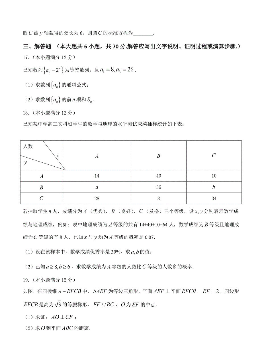 广西南宁市高三第一次模拟适应性测试考试数学文试卷含答案_第4页