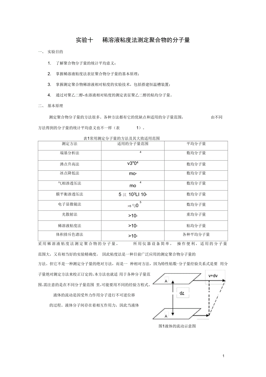 实验稀溶液粘度法测定聚合物的分子量_第1页