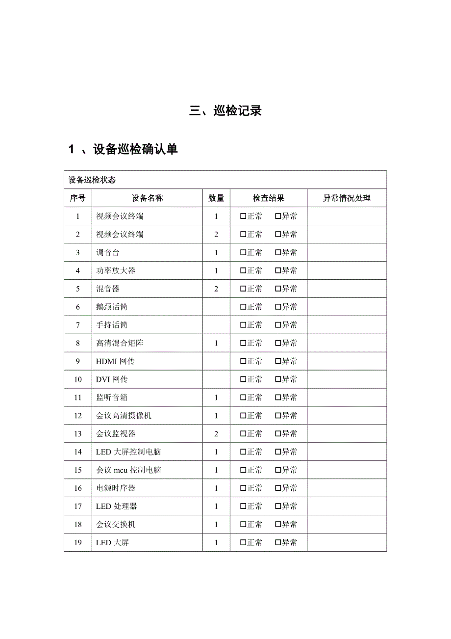 视频会议系统巡检表_第3页