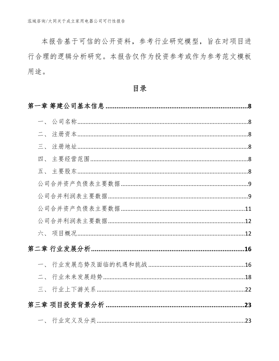 大同关于成立家用电器公司可行性报告参考模板_第3页