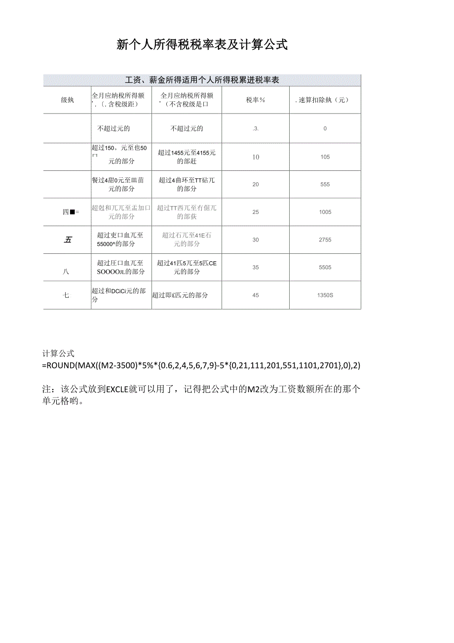 新个人所得税税率表及计算公式_第1页