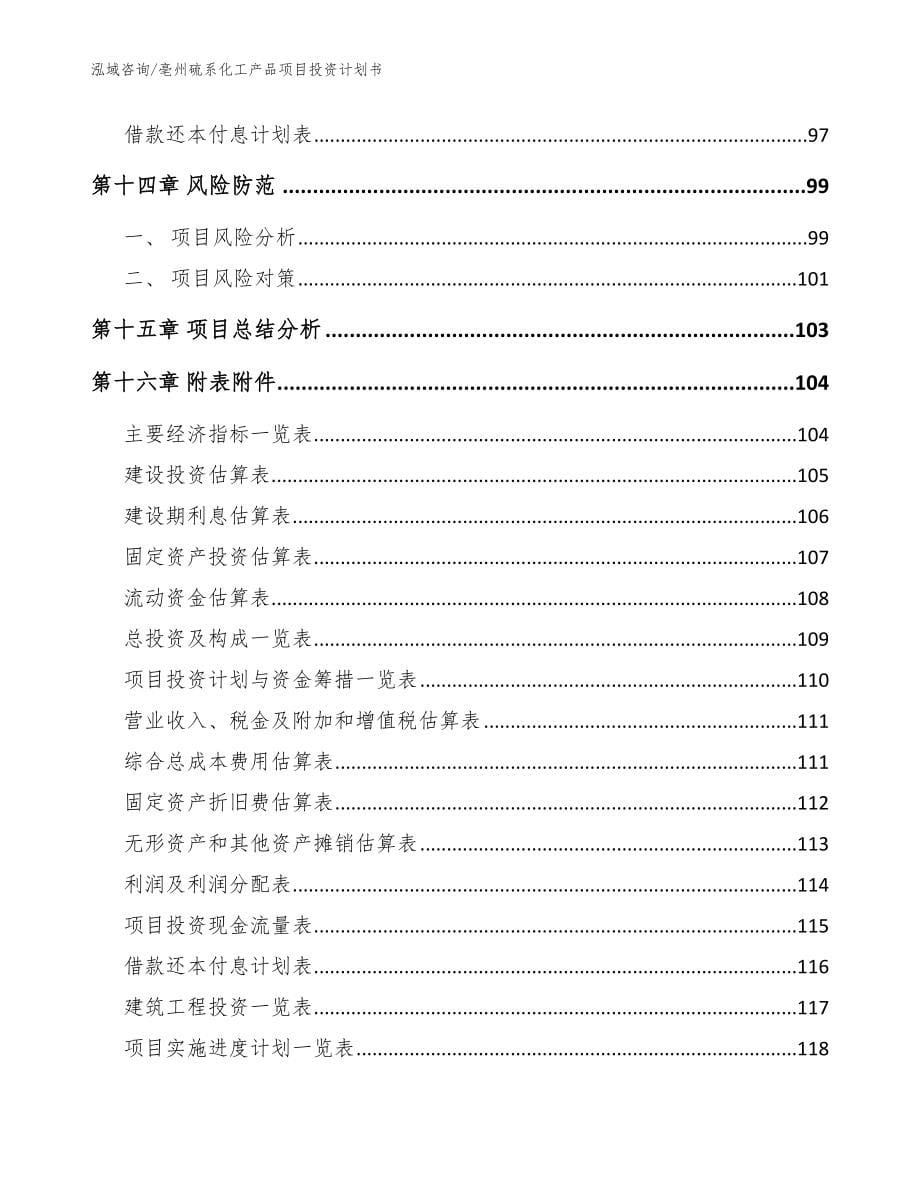 亳州硫系化工产品项目投资计划书_模板范文_第5页