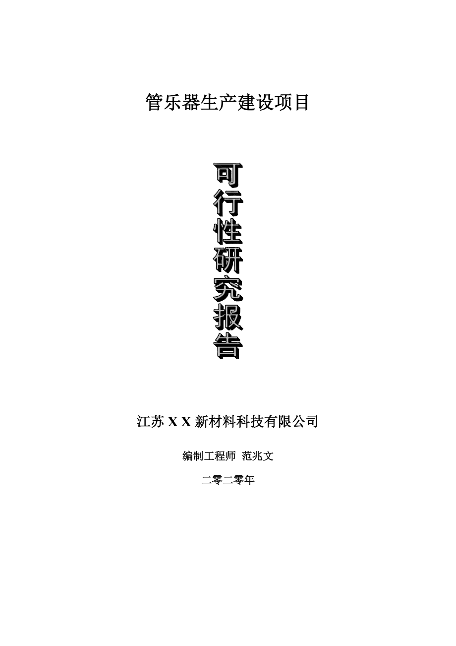 管乐器生产建设项目可行性研究报告-可修改模板案例_第1页