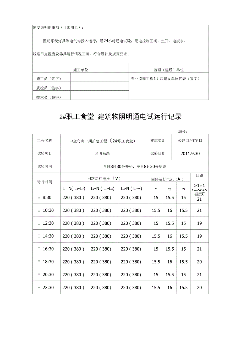 建筑物照明通电试运行记录_第2页