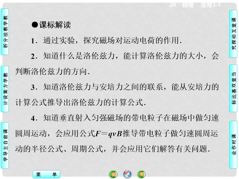 高中物理 3.4 磁场对运动电荷的作用 洛伦兹力同步备课课件 教科版选修31_第2页