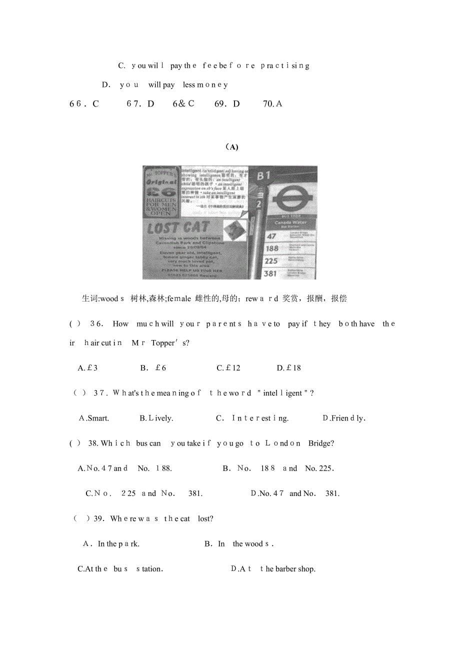 中考练习——图表类阅读理解_第5页