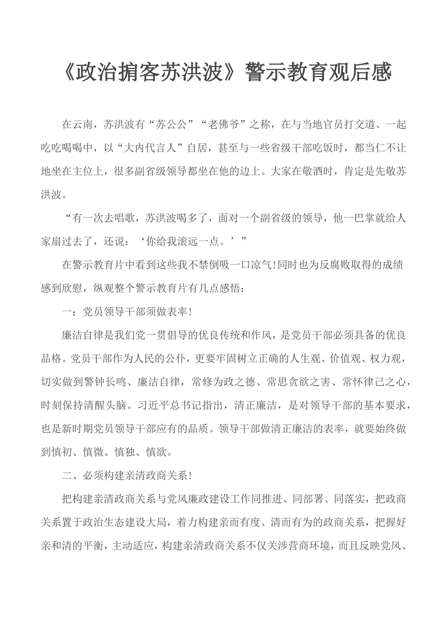 《政治掮客苏洪波》警示教育观后感_第1页