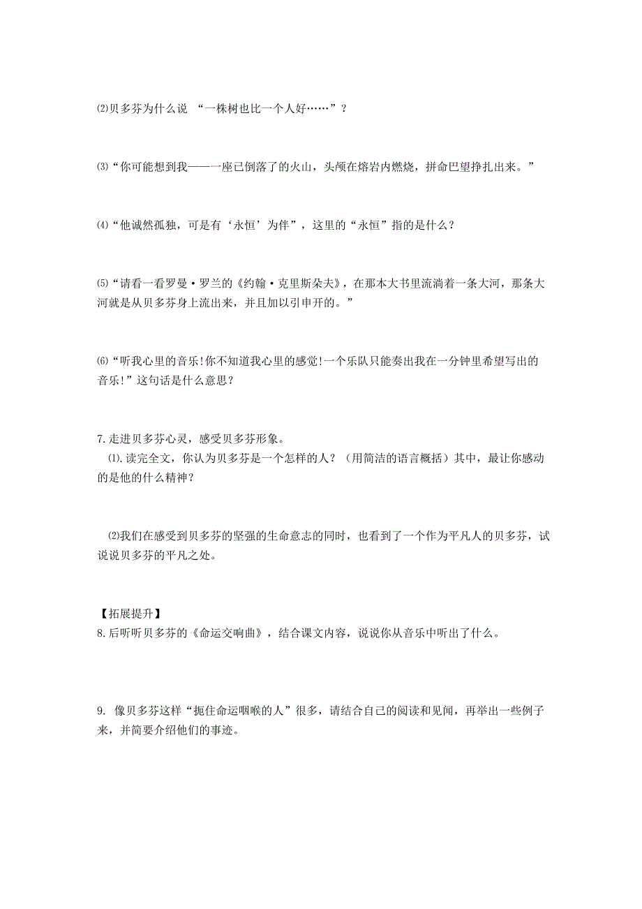 最新湖南省郴州市七年级语文下册 13音乐巨人贝多芬学案 人教版_第2页