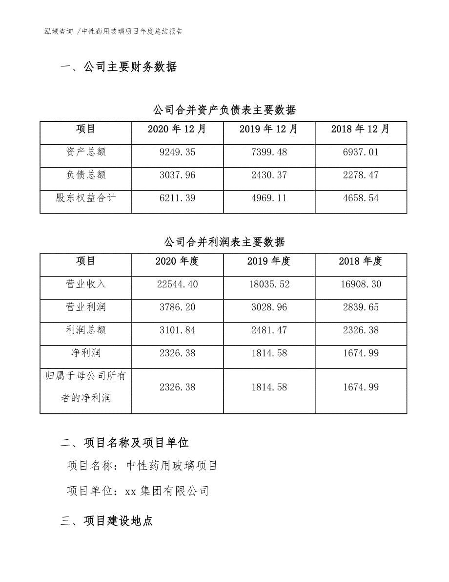 中性药用玻璃项目年度总结报告-（范文模板）_第5页