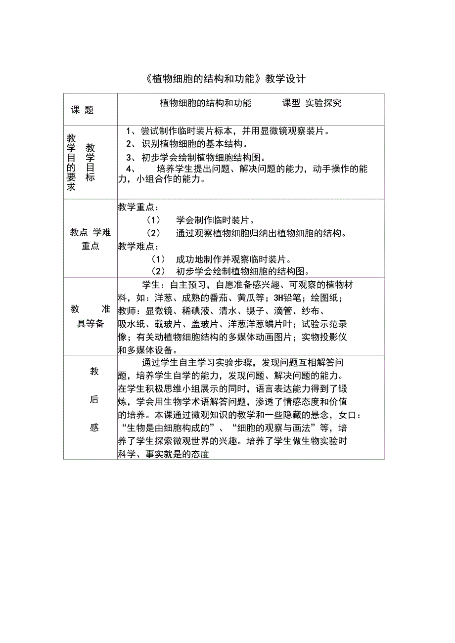 植物细胞的结构和功能_第1页