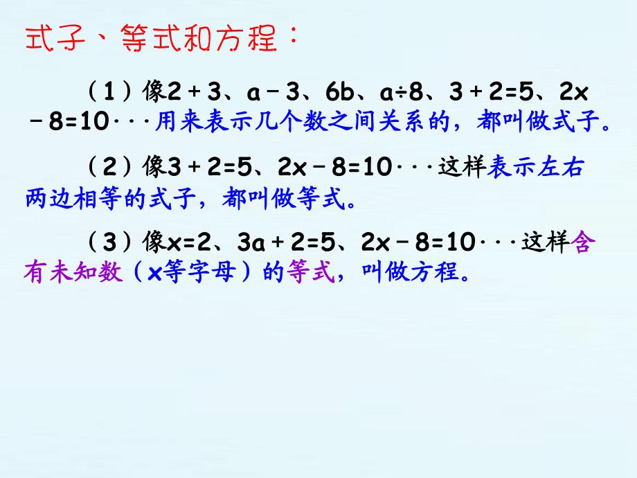 人教版六年级数学下册总复习课件第九课时式和方程简易方程_第3页