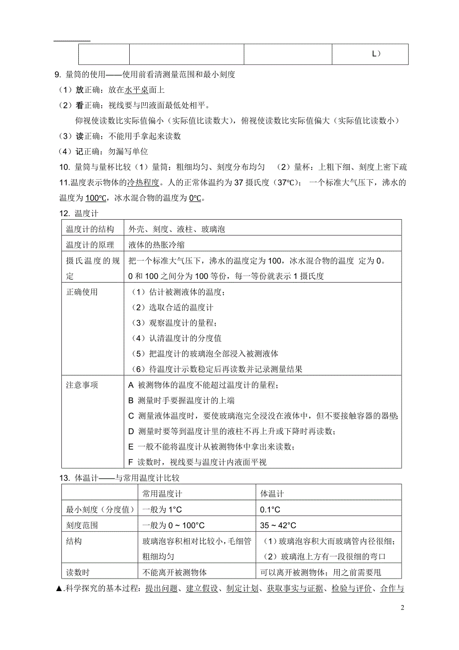 浙教版七年级上科学知识点总结.doc_第2页