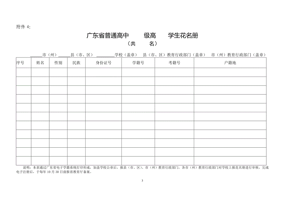 广东省普通高中学生登记表_第3页