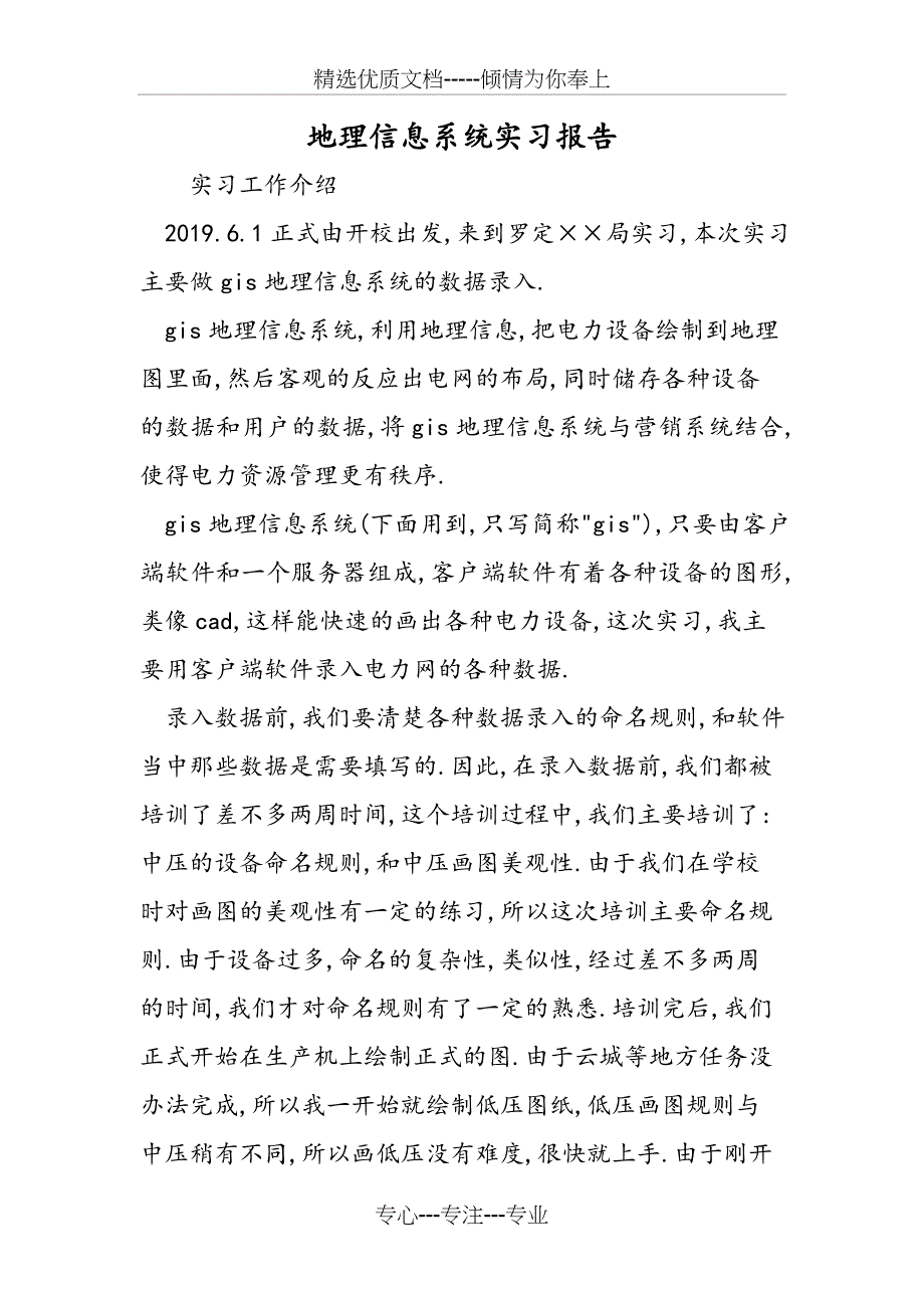 2019地理信息系统实习报告精品教育_第1页