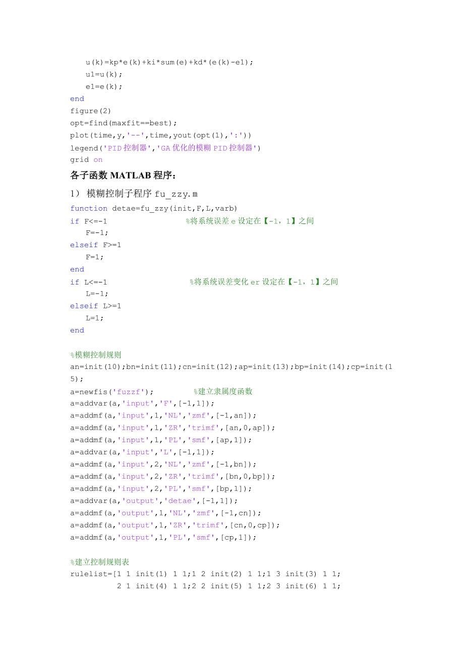 智能控制作业报告-基于遗传算法的模糊控制器最优设计_第5页