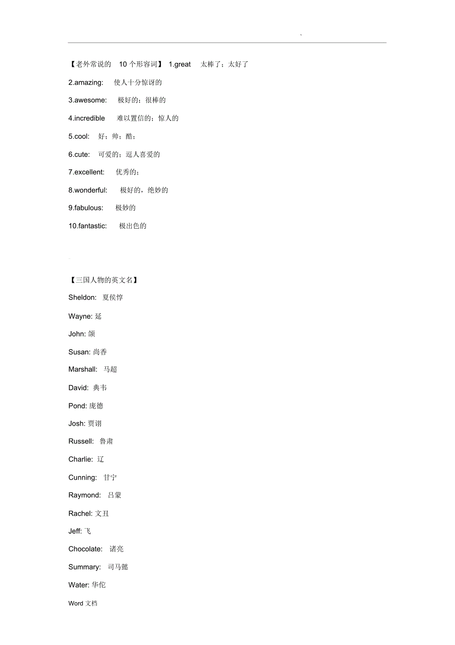 老外常用的10个形容词_第1页