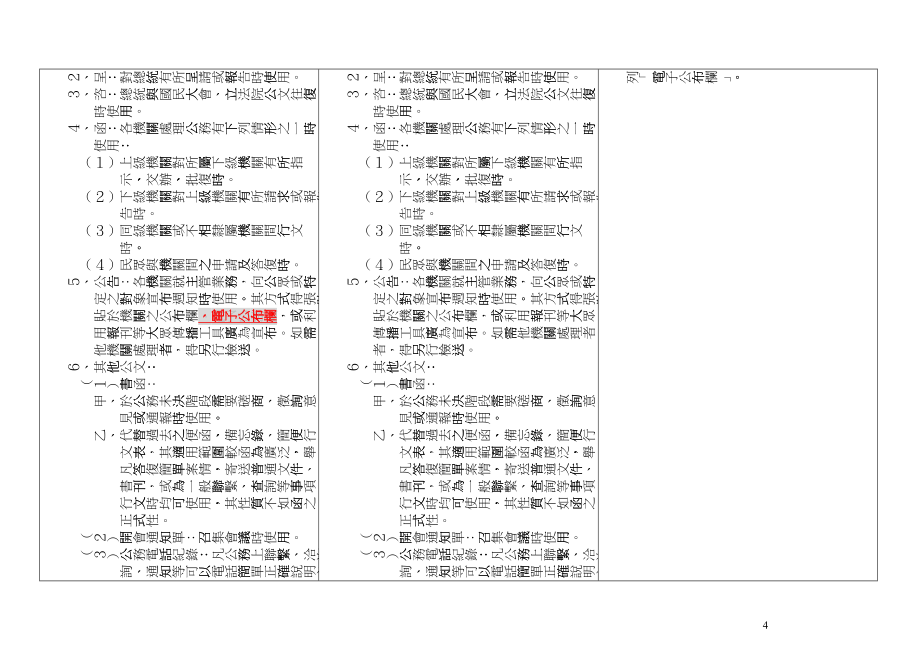 事务管理手册文书处理部分修正草案对照表_第4页