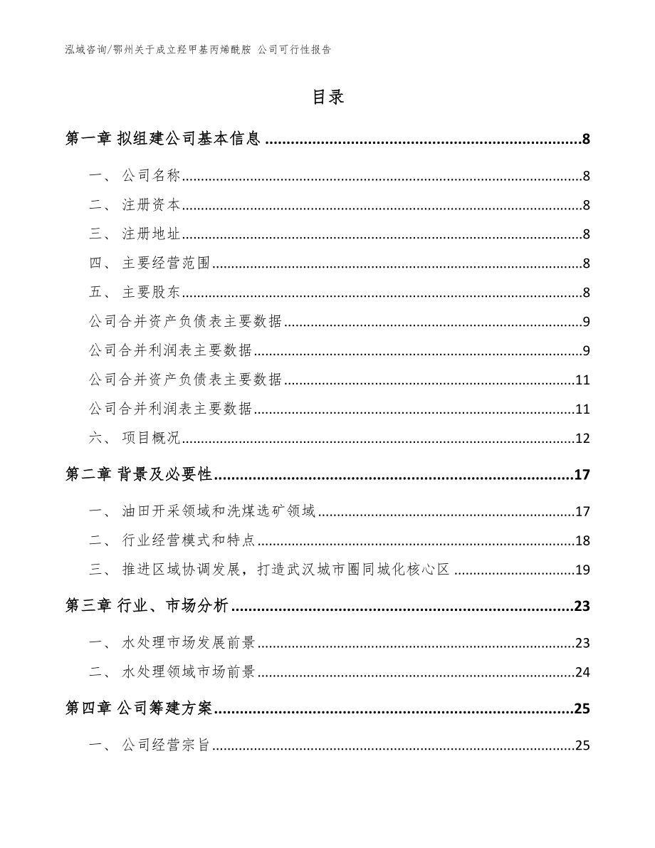 鄂州关于成立羟甲基丙烯酰胺 公司可行性报告【范文】_第2页