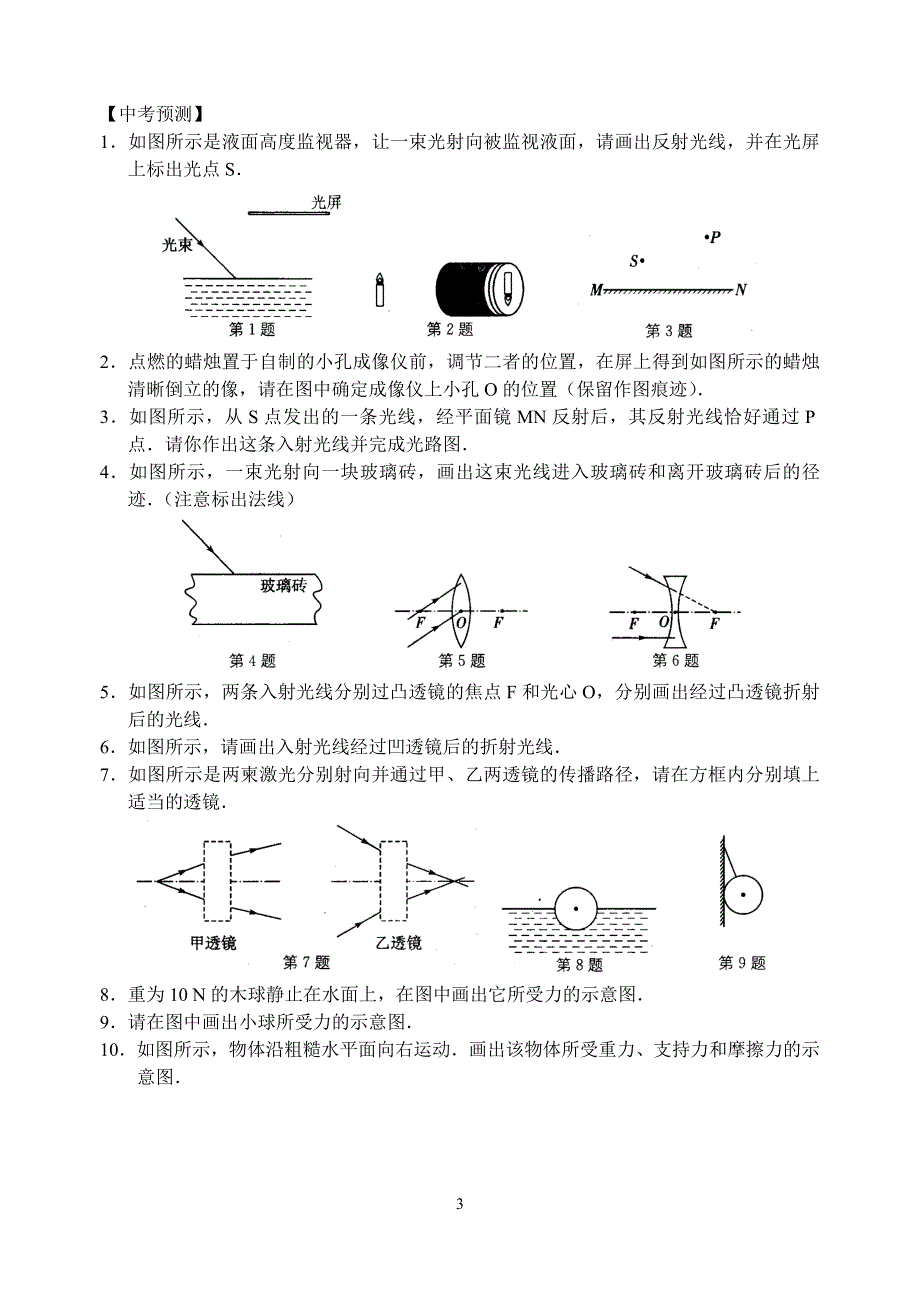 中考物理二轮专题训练九 作图题.doc_第3页