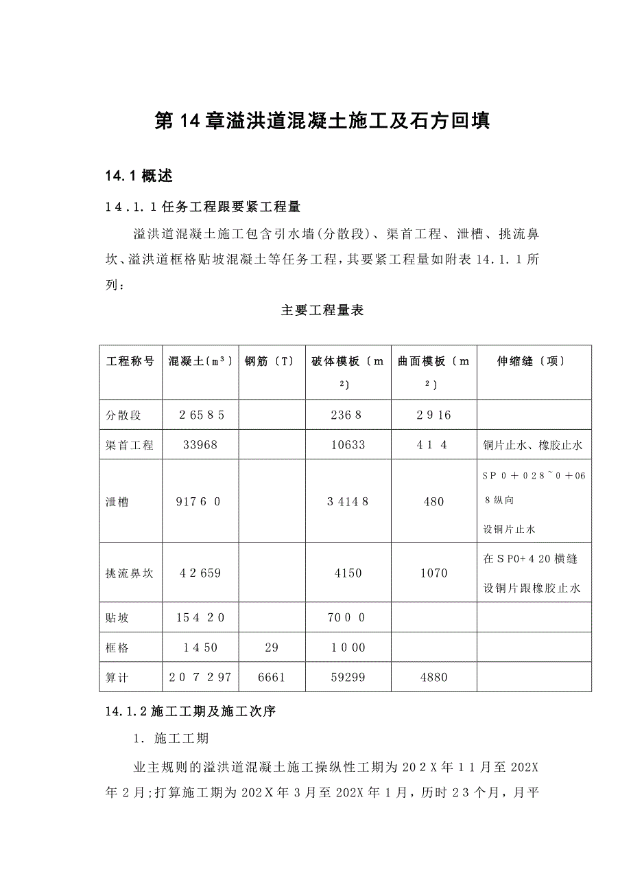 完整第14章溢洪道混凝土施工及石方回填_第1页