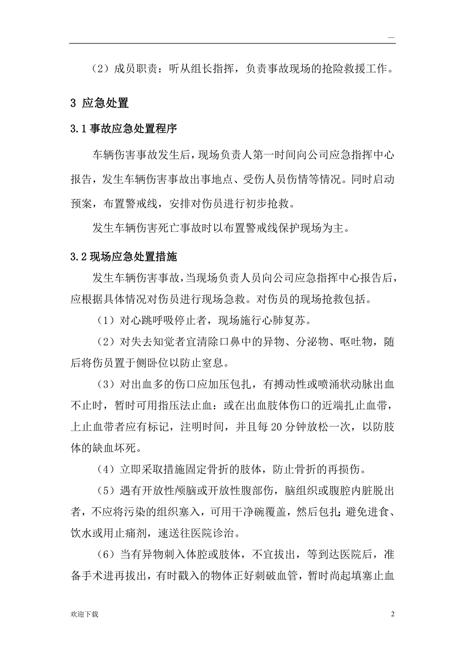 车辆伤害事故现场处置方案_第2页