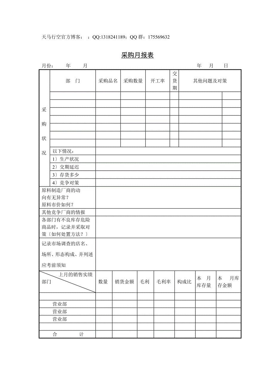 库存月报表采购月报表（制度范本、格式）_第1页