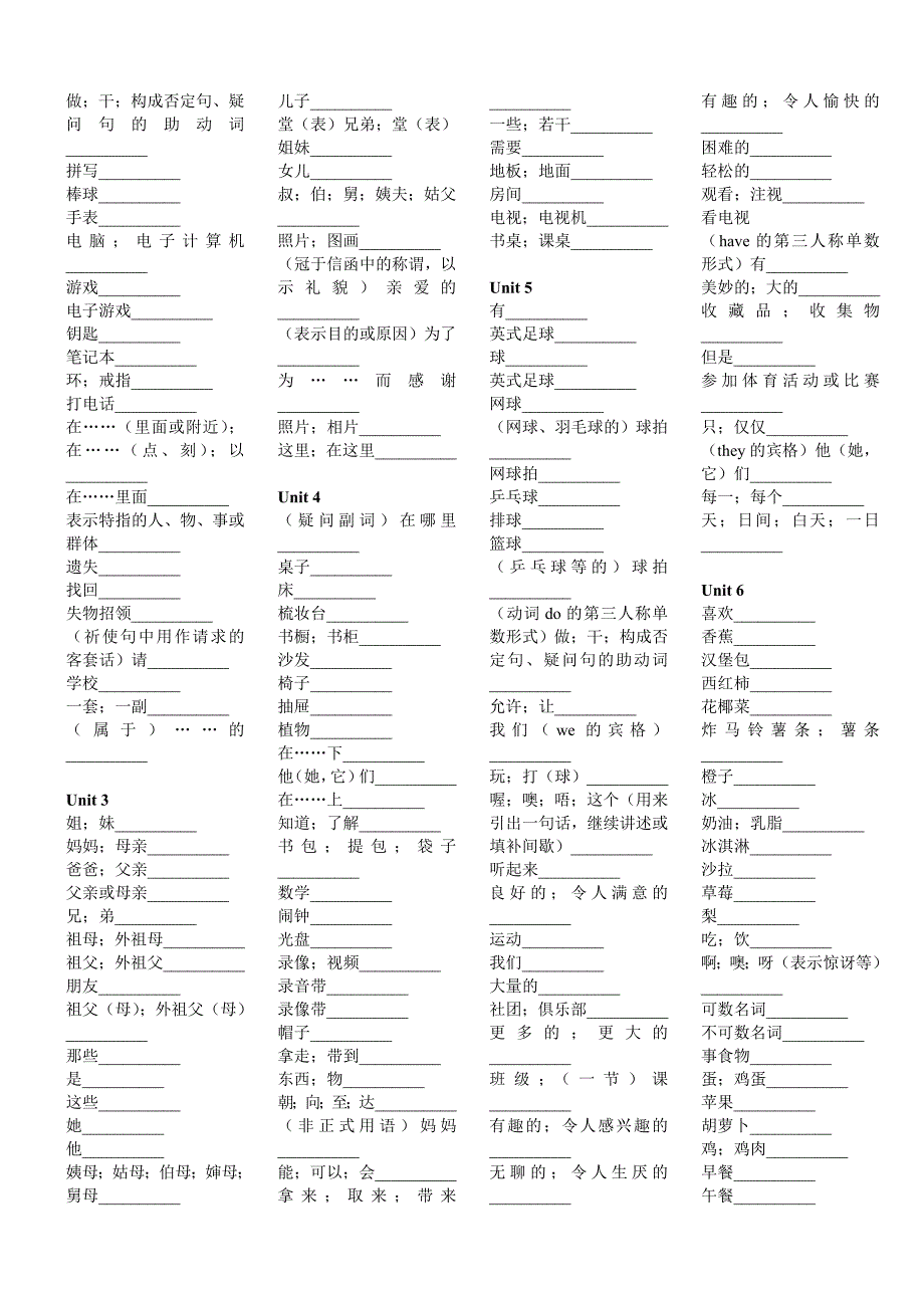 七年级上册英语单词默写_第2页