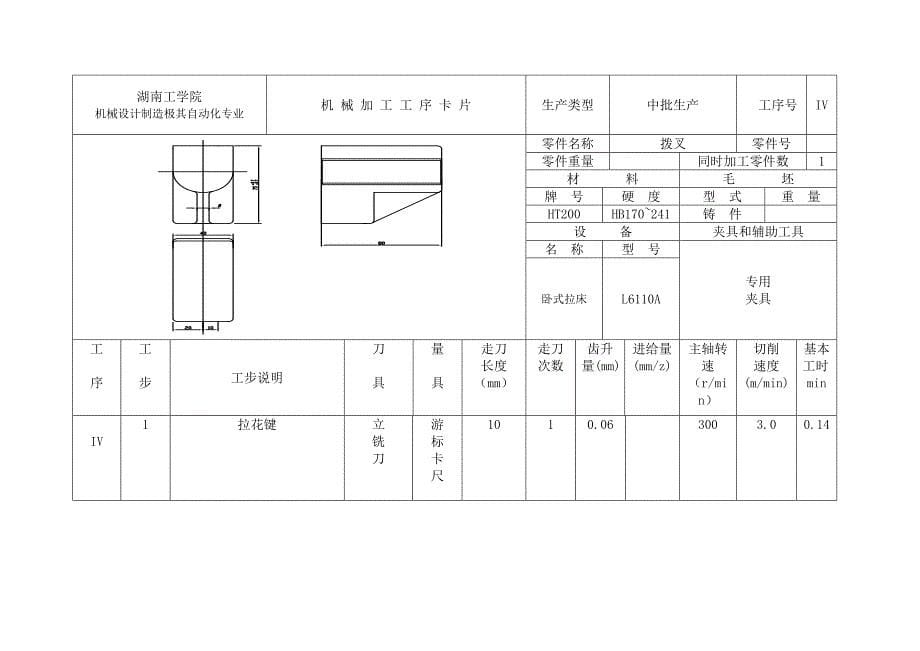 CA6140车床拨叉加工工艺过程及工序卡_第5页